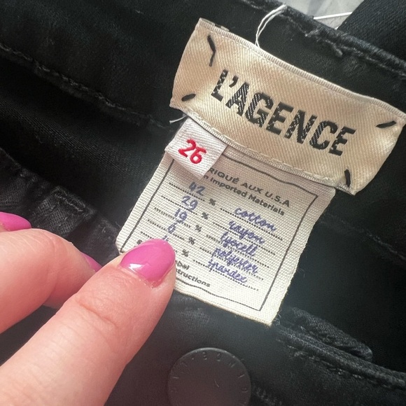 L'AGENCE Margot Velvet Stripe Jean in Noir High Rise Skinny Fit Womens Size 26 - Picture 4 of 5